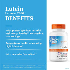 Doctor's Best Lutein 20mg UAE dietary supplement bottle for eye health support