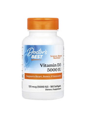Doctor's BEST Vitamin D3 5000 IU softgels UAE with 180 softgels for heart, bone, and immune support