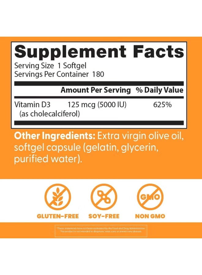 Doctor's BEST Vitamin D3 5000 IU softgels UAE Supplement Facts with dosage information and ingredients list