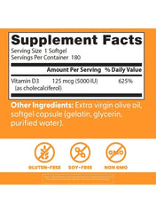 Doctor's BEST Vitamin D3 5000 IU softgels UAE Supplement Facts with dosage information and ingredients list