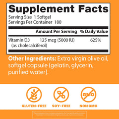 Doctors Best label with Vitamin D3 125 mcg 5000 IU and olive oil softgel icons Vitamin D3 5000 IU supplements UAE