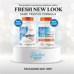 Doctors Best PepZin GI Zinc L Carnosine product showing old and new bottles on white display zinc carnosine supplement UAE