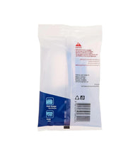 Disposable razor pack in clear bag with barcode and caution label visible
