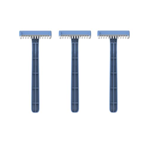 Three blue single blade men's disposable razors UAE pack ideal for travel and quick daily shaves