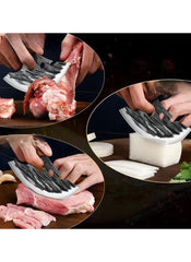 Huitich double-hole meat cutting knife slicing meat and vegetables on wooden board