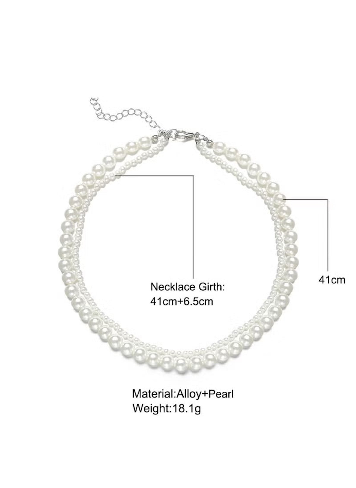 Huitich double layer pearl choker necklace with alloy and pearl material measuring 41 cm in length