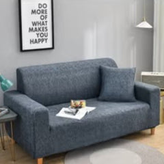 Huitich double seat sofa cover grey fitted on a modern living room couch with matching pillow