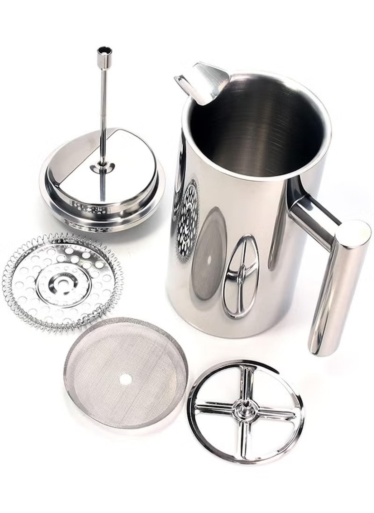 Huitich double wall stainless steel french press coffee maker with removable parts and polished finish