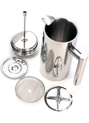 Huitich double wall stainless steel french press coffee maker with removable parts and polished finish
