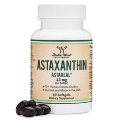 Double Wood Supplements bottle of Astaxanthin AstaReal 12 mg 60 softgels with softgel capsules astaxanthin supplement 12mg