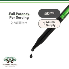 Double Wood Supplements chlorophyll liquid drops dropper releasing a single green drop 50 mg 1 month supply