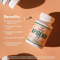 Double Wood Supplements Apigenin - 50mg per Capsule, 120 Count (Powerful Bioflavonoid Found in Chamomile Tea for Relaxation, Sleep, and Mood) Senolytic Flavonols for Aging Manufactured in The USA by