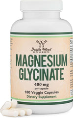 Double Wood Supplements bottle of magnesium glycinate 400mg supplement 180 veggie capsules