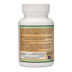 Double Wood Supplements white bottle back label showing supplement info NMN supplement 250mg UAE