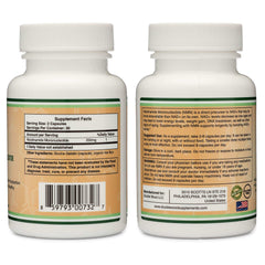 Double Wood Supplements two white bottles front and back labels with supplement facts and barcode for NMN supplement 250mg UAE