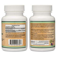 Double Wood Supplements two white bottles front and back labels with supplement facts and barcode for NMN supplement 250mg UAE