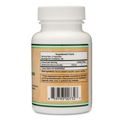 Double Wood Supplements white bottle showing supplement facts label for NMN supplement 250mg UAE capsules