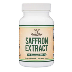 Double Wood Supplements saffron capsules supplement bottle with label saffron extract 210 capsules 88.5 mg