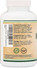 Double Wood Supplements white bottle of Magnesium Citrate Capsules 400mg with beige label showing dosage and Non GMO Gluten Free