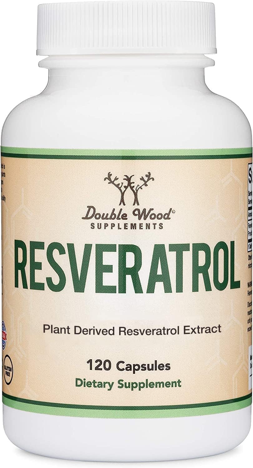 Double Wood Supplements Resveratrol bottle 120 capsules plant derived extract dietary supplement resveratrol supplements UAE