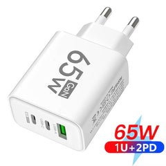 65W USB C Charger Fast Charging GaN Phone Charger Power Adapter Mobile Phone Adapter Quick Charger 3.0 For iPhone Samsung Xiaomi