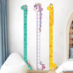 Cartoon Animals Height Measure Wall Sticker Unicorn Dinosaur Wallpaper For Kids Room Nursery Child Growth Ruler Growth Chart