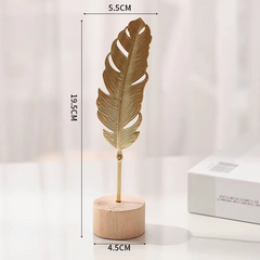 1pcs Golden Ginkgo Leaf Feather Metal Model Figurines Manual Desktop Crafts Ornaments Photo Props Statues Sculptures Home Decor