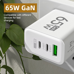 65W USB C Charger Fast Charging GaN Phone Charger Power Adapter Mobile Phone Adapter Quick Charger 3.0 For iPhone Samsung Xiaomi