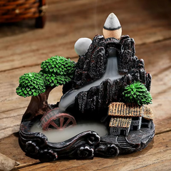 Incense Burner Mountains River Waterfall Fragrance Fireplace Backflow Aroma Smoke Zen Censer Holder Decoration for Home