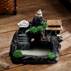 Incense Burner Mountains River Waterfall Fragrance Fireplace Backflow Aroma Smoke Zen Censer Holder Decoration for Home