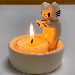 Kitten Candle Holder Cute Cat Candlestick Creative Aromatherapy Candle Holder Durable High Tempe Cartoon Candlestick Decorations