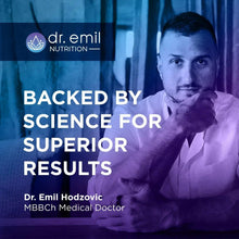 Lion's Mane supplement promotional banner with doctor credit and science-backed claim