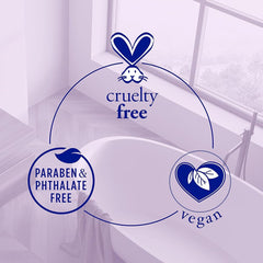 Dr Teals sleep lotion with melatonin label showing cruelty free vegan and paraben phthalate free icons over bathtub