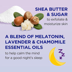Dr Teals sleep lotion with melatonin shea butter and sugar exfoliating moisturizer with lavender chamomile oils
