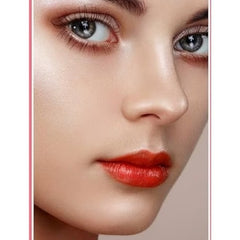Close-up of model wearing Huitich waterproof red lipstick with smooth, vibrant red color