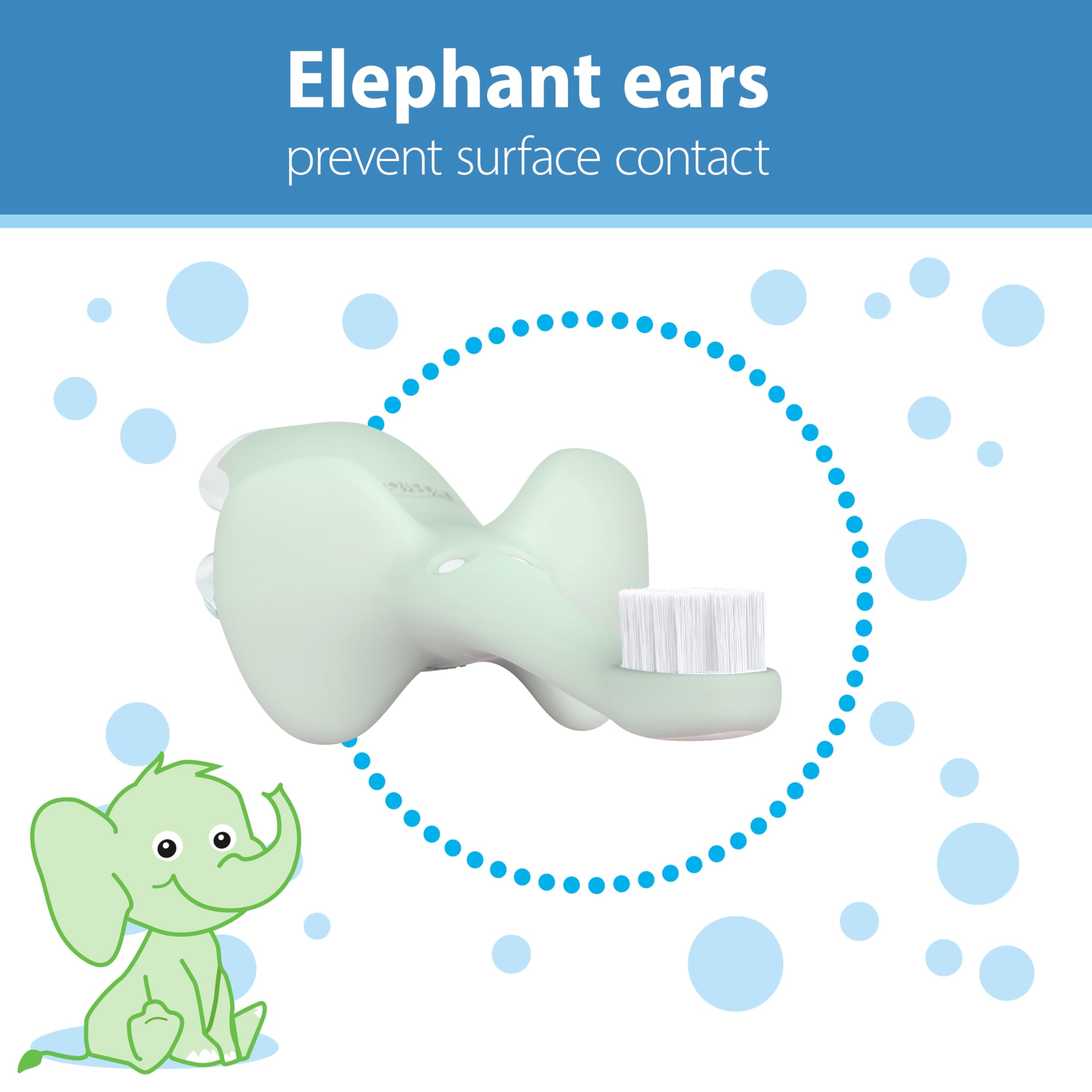 Dr Browns elephant shaped infant toothbrush 0-3 years mint color with protective elephant ears