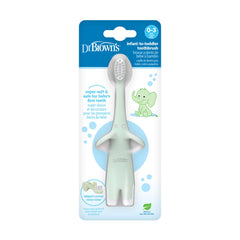 Dr Browns soft silicone infant toothbrush 0-3 years green elephant shape with gentle bristles for first teeth