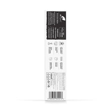 Dr. Organic charcoal toothpaste carton back with barcode and product info