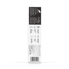 Back of Dr. Organic toothpaste box showing icons ingredient info and barcode Dr. Organic charcoal toothpaste UAE
