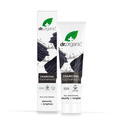 Dr. Organic charcoal toothpaste UAE tube and box with charcoal design for whitening detoxify and brighten