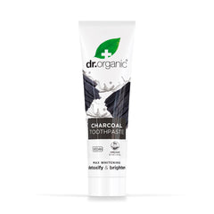 Dr. Organic charcoal toothpaste UAE tube with charcoal graphics vegan formula max whitening detoxify and brighten