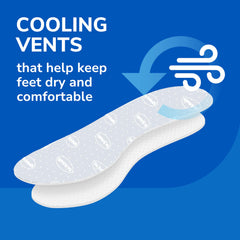 Dr. Scholl's ultra soft shoe insoles with cooling vents to keep feet dry and comfortable