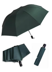 Mumzar dual purpose automatic umbrella in dark green shown open folded and with cover