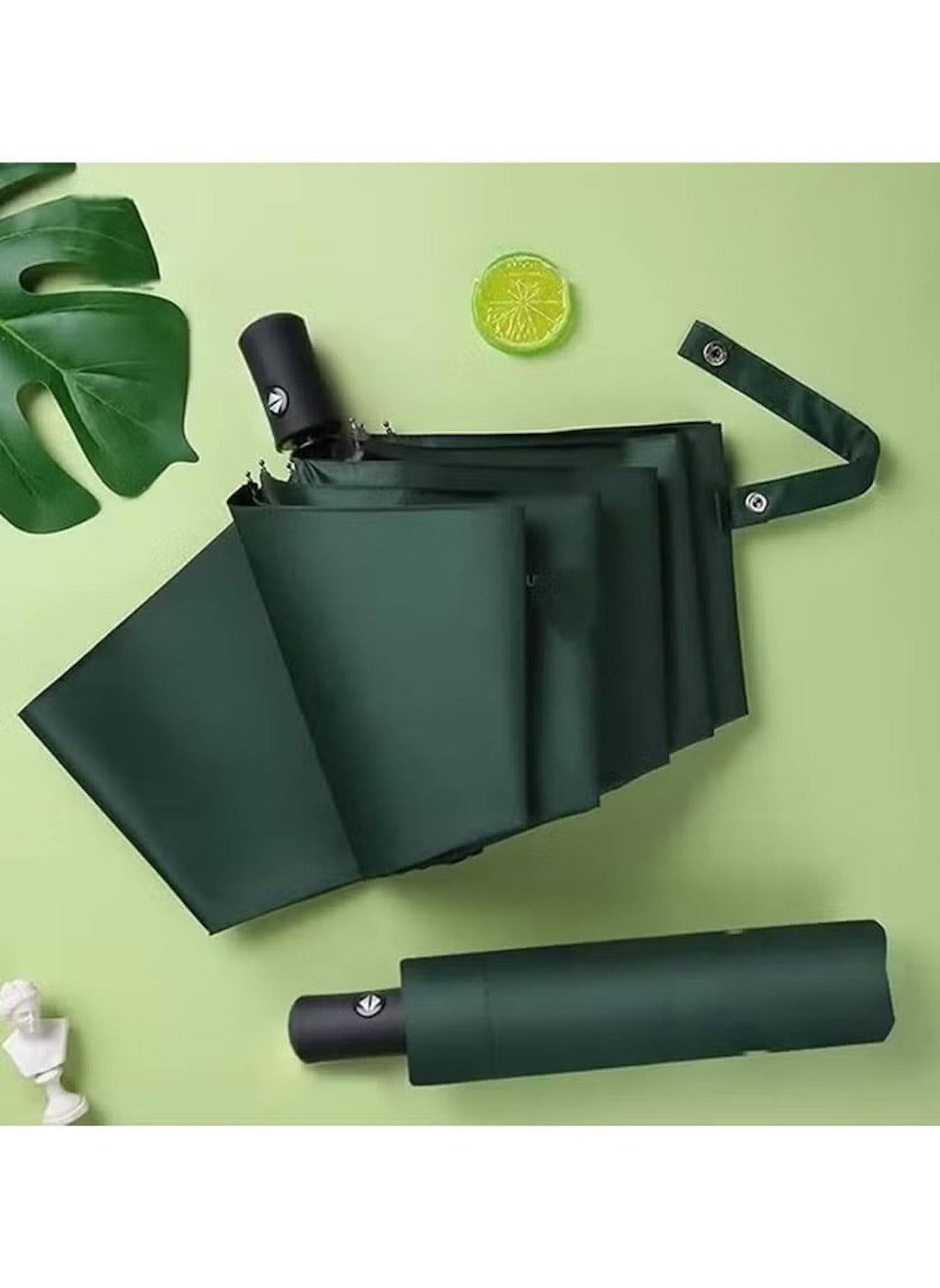 Mumzar dual purpose automatic umbrella in dark green with compact foldable design