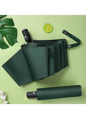 Mumzar dual purpose automatic umbrella in dark green with compact foldable design