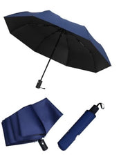 Mumzar dual purpose automatic umbrella in navy blue and black with compact foldable design