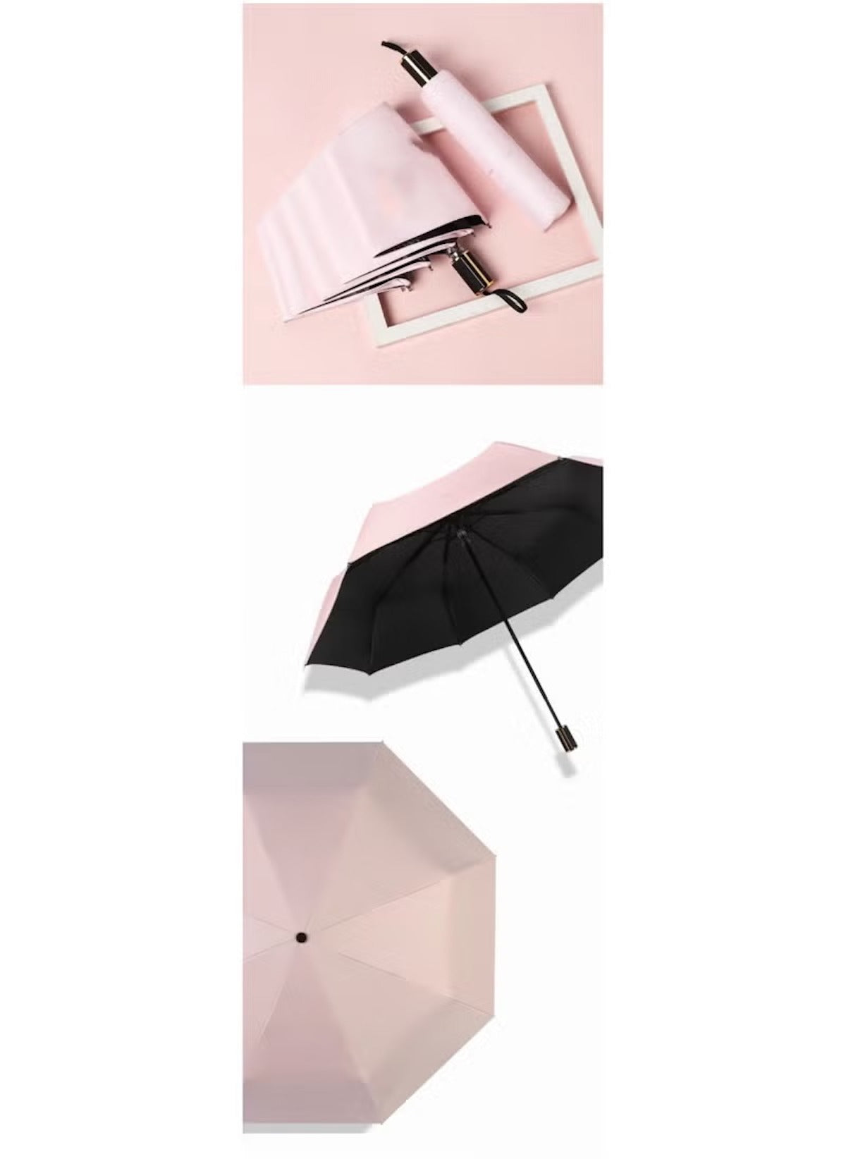 Mumzar dual purpose automatic umbrella in pink with black interior, compact and foldable design