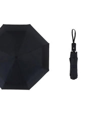 Black Mumzar dual purpose automatic umbrella open and folded with wrist strap for easy carrying