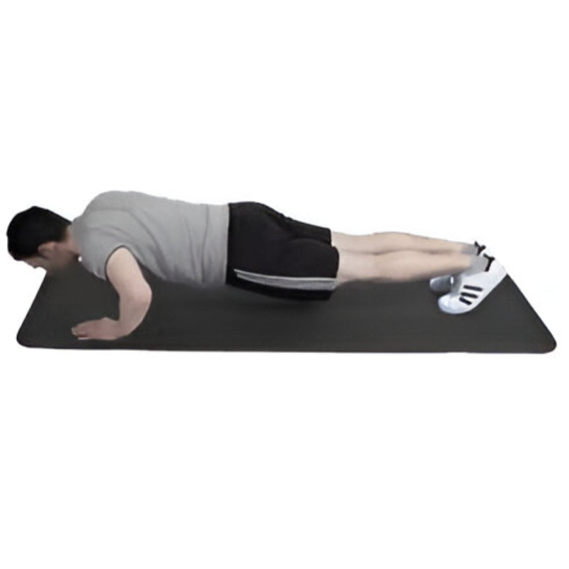 Huitich durable exercise mat 183x61 cm in black with person doing push-ups on it