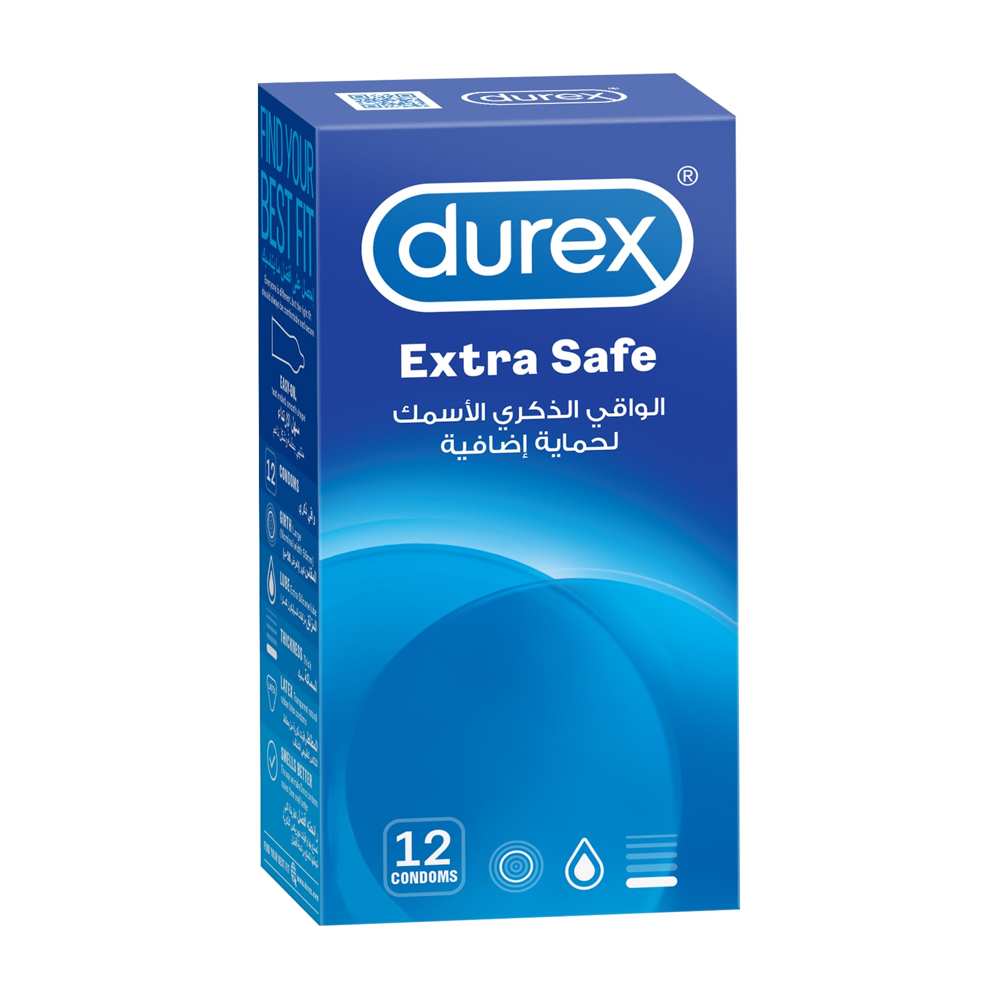 Durex Extra Safe condoms UAE 12 pack blue box by Durex for extra protection and comfortable fit